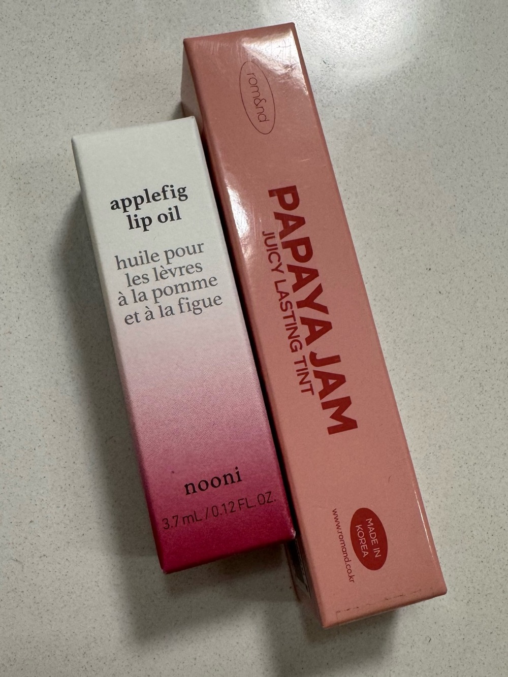 rom&nd Lip Tint + nooni lip oil